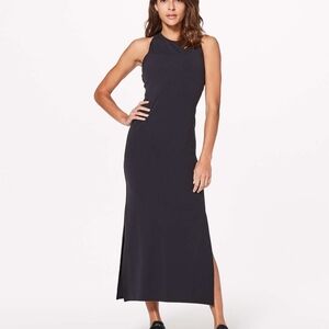 Get Going Dress - lululemon - Black Sleeveless Maxi Dress - Classic Halter Style